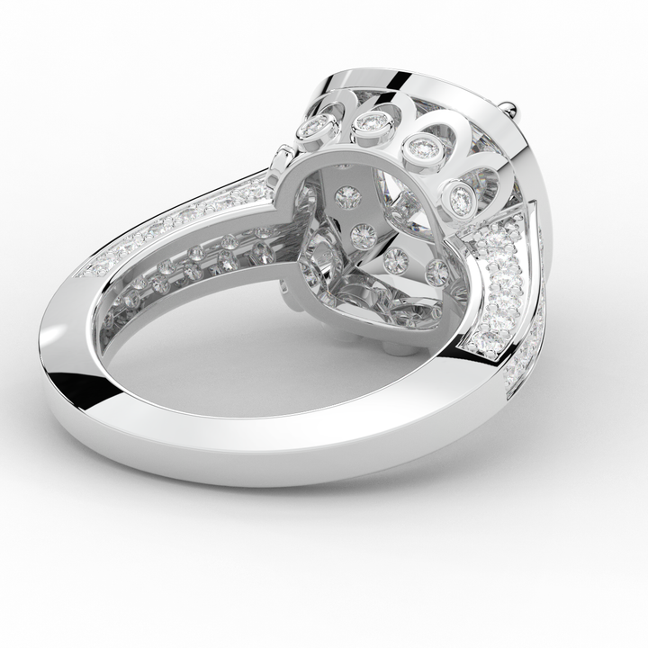 1.50CT.TW ROUND LAB DIAMOND HALO ENGAGEMENT RING - Nazarelle