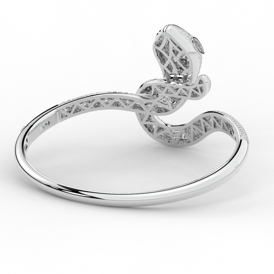 4.90CT.TW ROUND AND PEAR LAB DIAMOND SNAKE BANGLE - Nazarelle