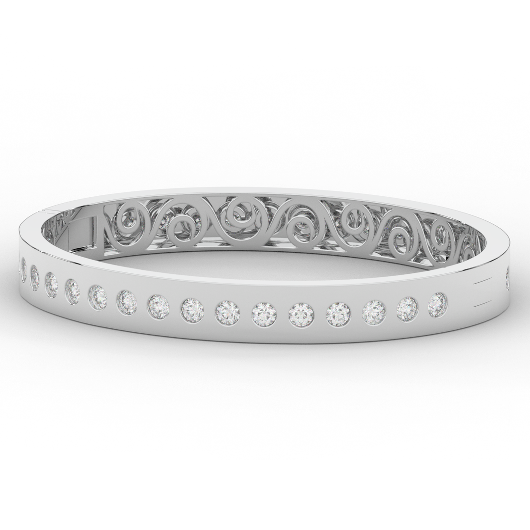 4.50CT.TW ROUND LAB DIAMOND ETERNITY BEZEL SET BANGLE - Nazarelle