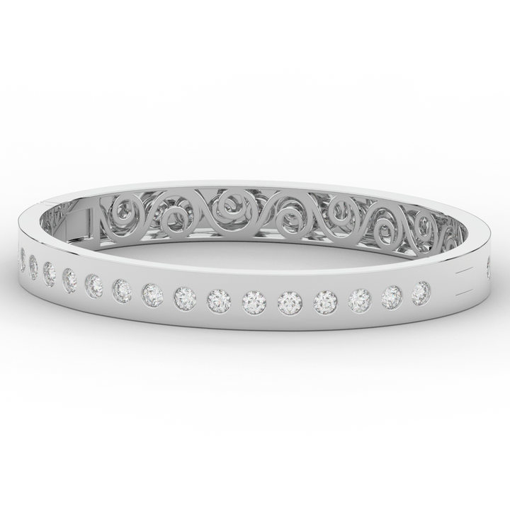 4.50CT.TW ROUND LAB DIAMOND ETERNITY BEZEL SET BANGLE - Nazarelle