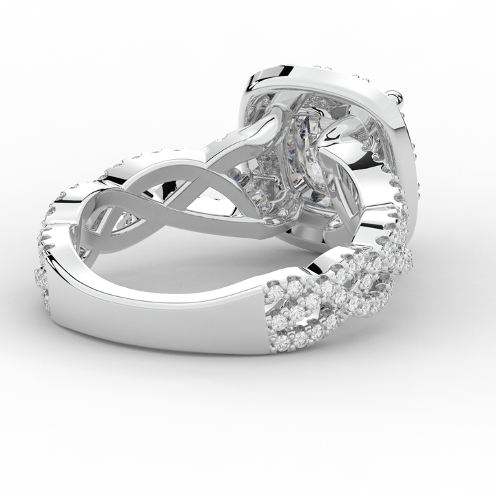 2.70CT.TW CUSHION LAB DIAMOND HALO TRIPLE TWIST ENGAGEMENT RING - Nazarelle