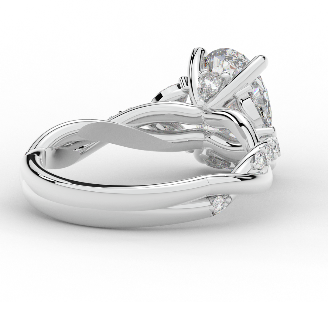 2.40CT.TW OVAL LAB DIAMOND TWIST ENGAGEMENT RING - Nazarelle