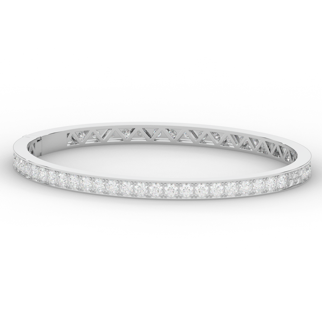 5.10CT.TW ROUND LAB DIAMOND BANGLE - Nazarelle