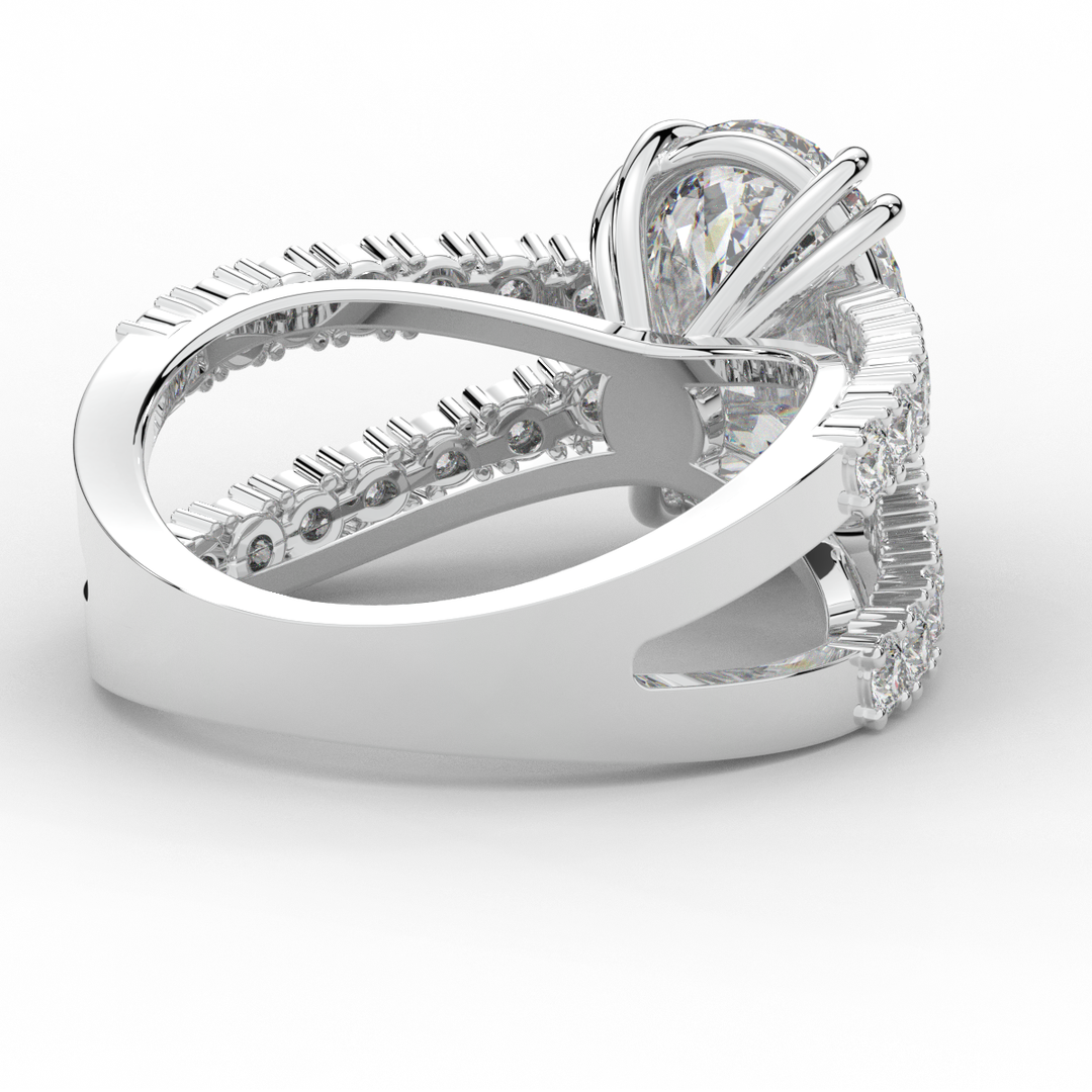 3.75CT.TW OVAL LAB DIAMOND SPLIT BAND ENGAGEMENT RING - Nazarelle