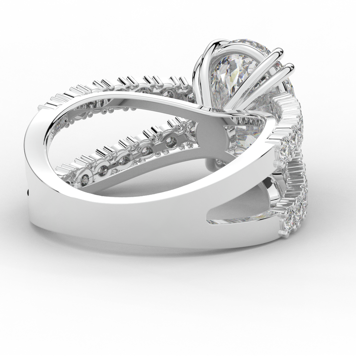 3.75CT.TW OVAL LAB DIAMOND SPLIT BAND ENGAGEMENT RING - Nazarelle
