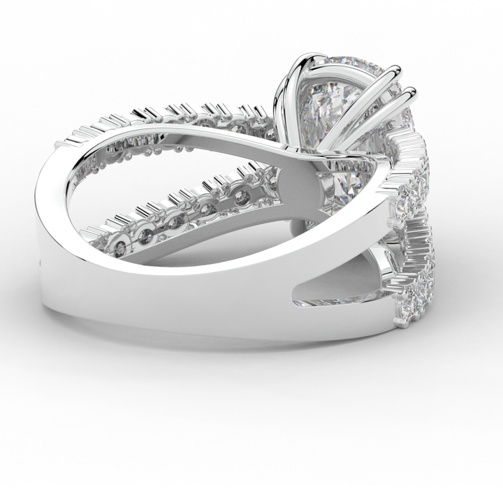 3.75CT.TW CUSHION LAB DIAMOND SPLIT BAND ENGAGEMENT RING - Nazarelle