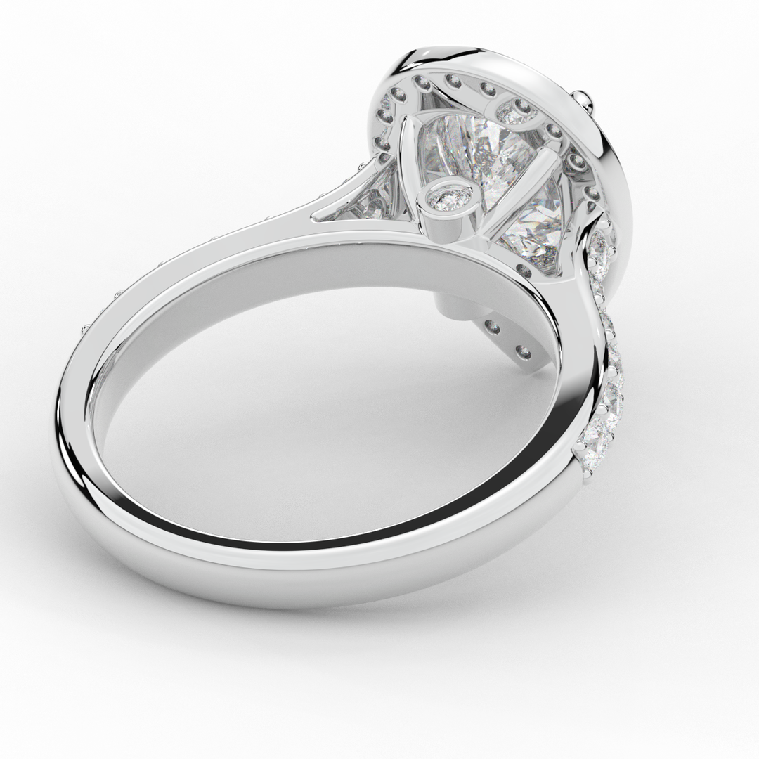2.50CT.TW PEAR LAB DIAMOND HALO ENGAGEMENT RING - Nazarelle