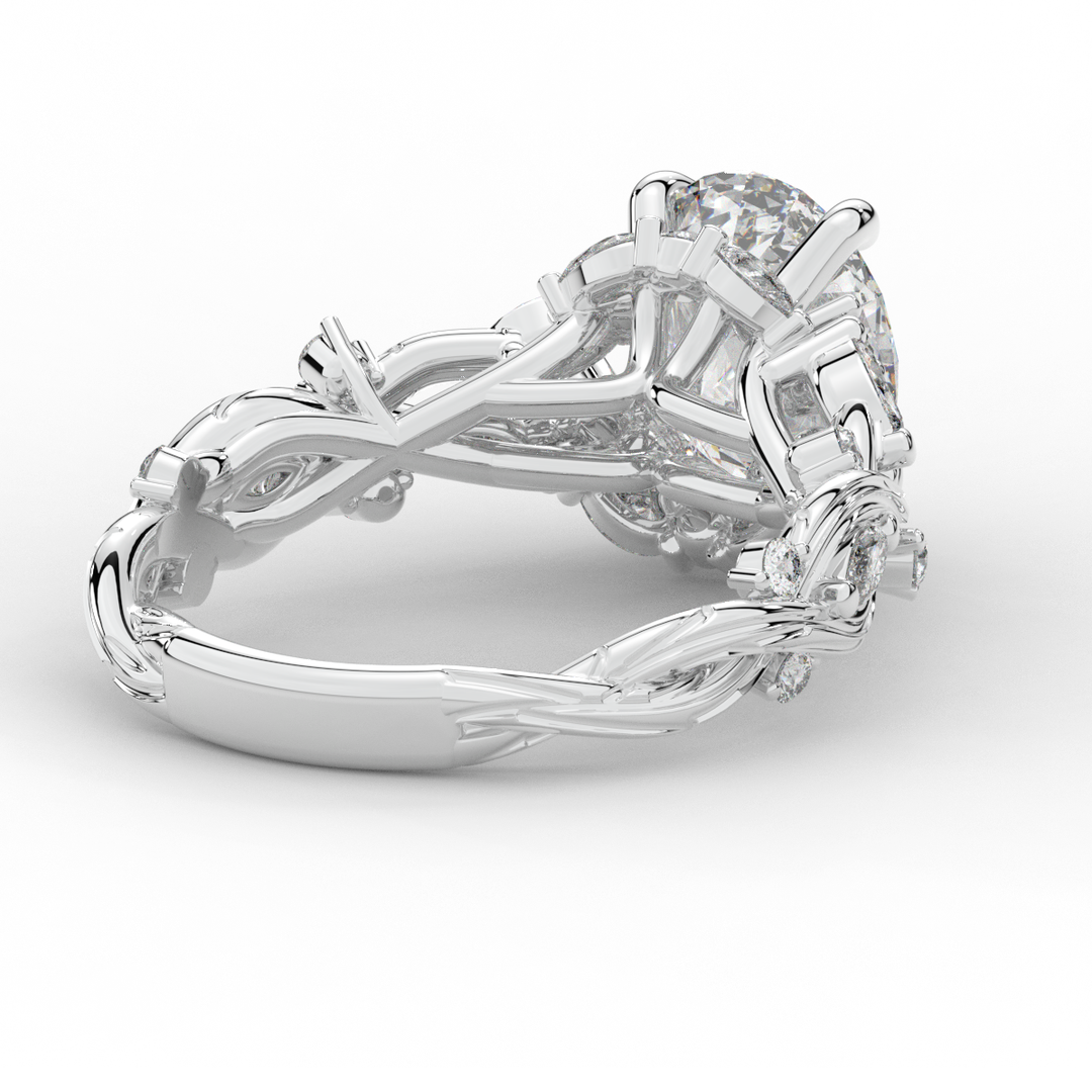 2.60CT.TW OVAL LAB DIAMOND STYLIZED VINE AND TREE BARK FINISH ENGAGEMENT RING - Nazarelle