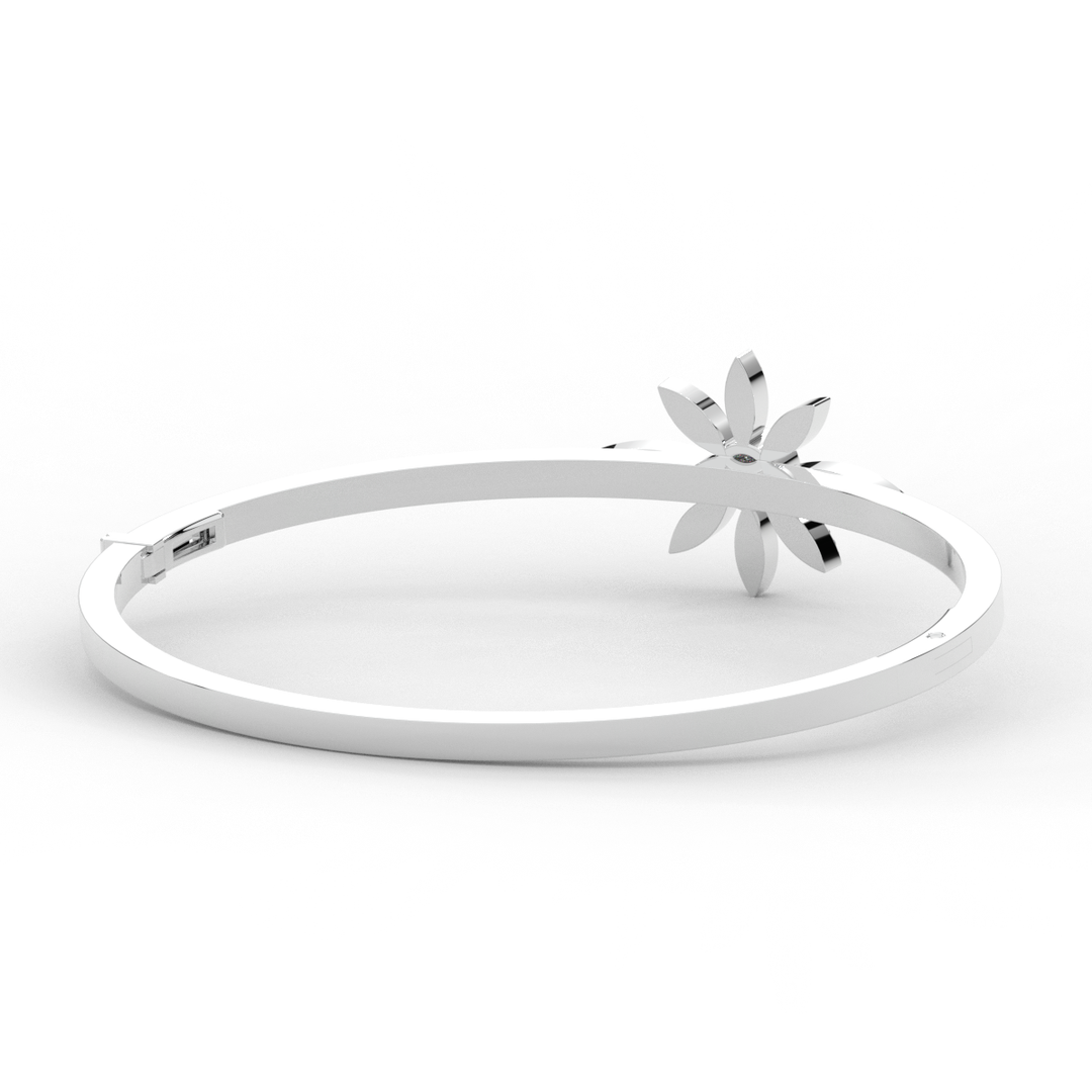 0.40CT.TW ROUND LAB BEZEL AND PRONG SET FLOWER DIAMOND BANGLE - Nazarelle