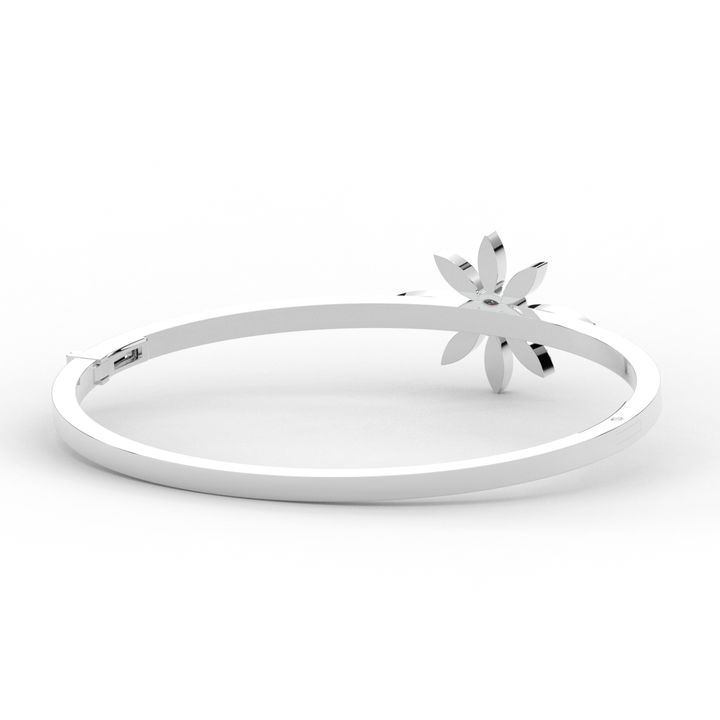 0.40CT.TW ROUND LAB BEZEL AND PRONG SET FLOWER DIAMOND BANGLE - Nazarelle
