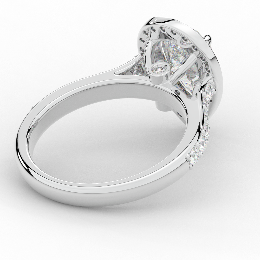 2.50CT.TW PEAR LAB DIAMOND HALO ENGAGEMENT RING - Nazarelle