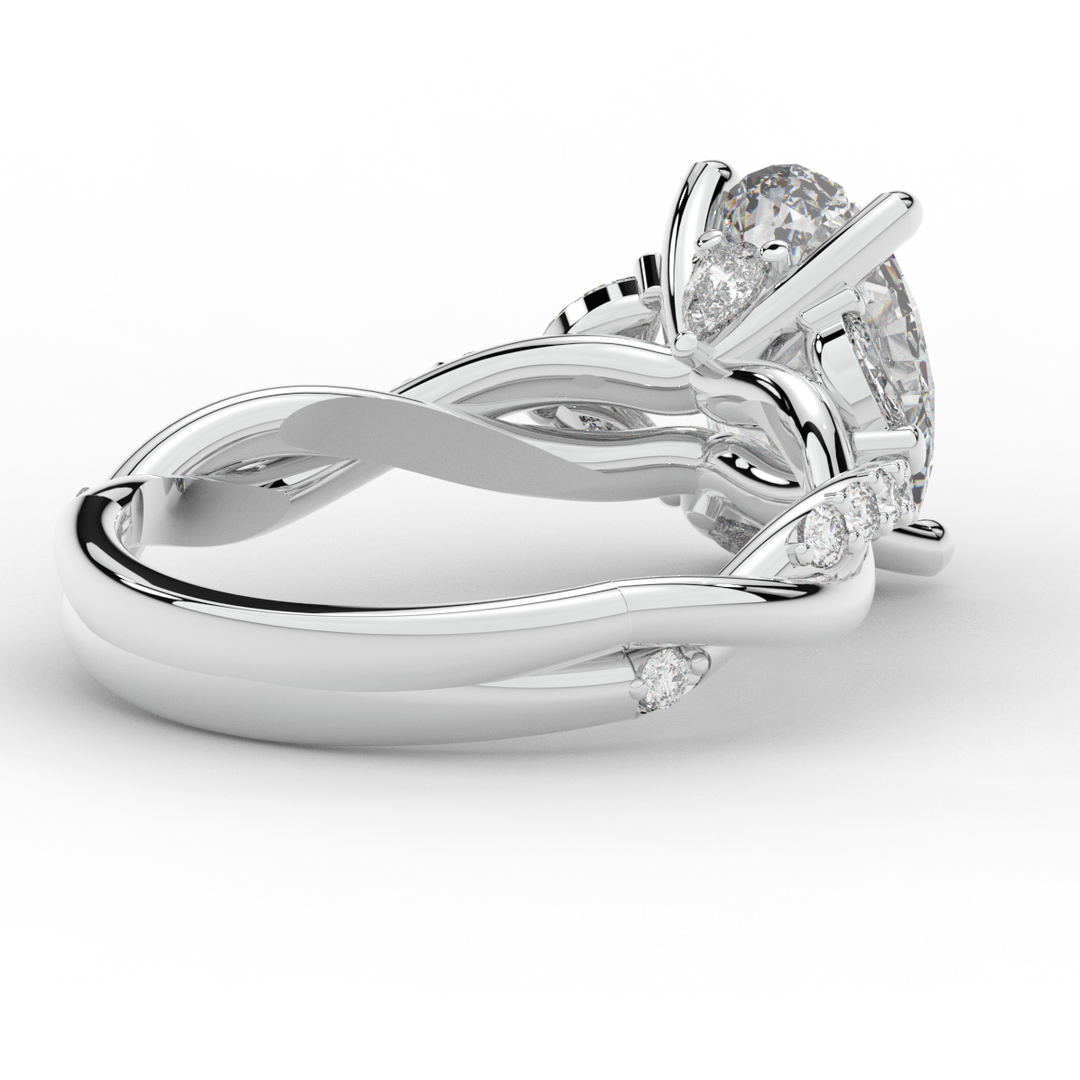 2.40CT.TW OVAL LAB DIAMOND TWIST ENGAGEMENT RING - Nazarelle