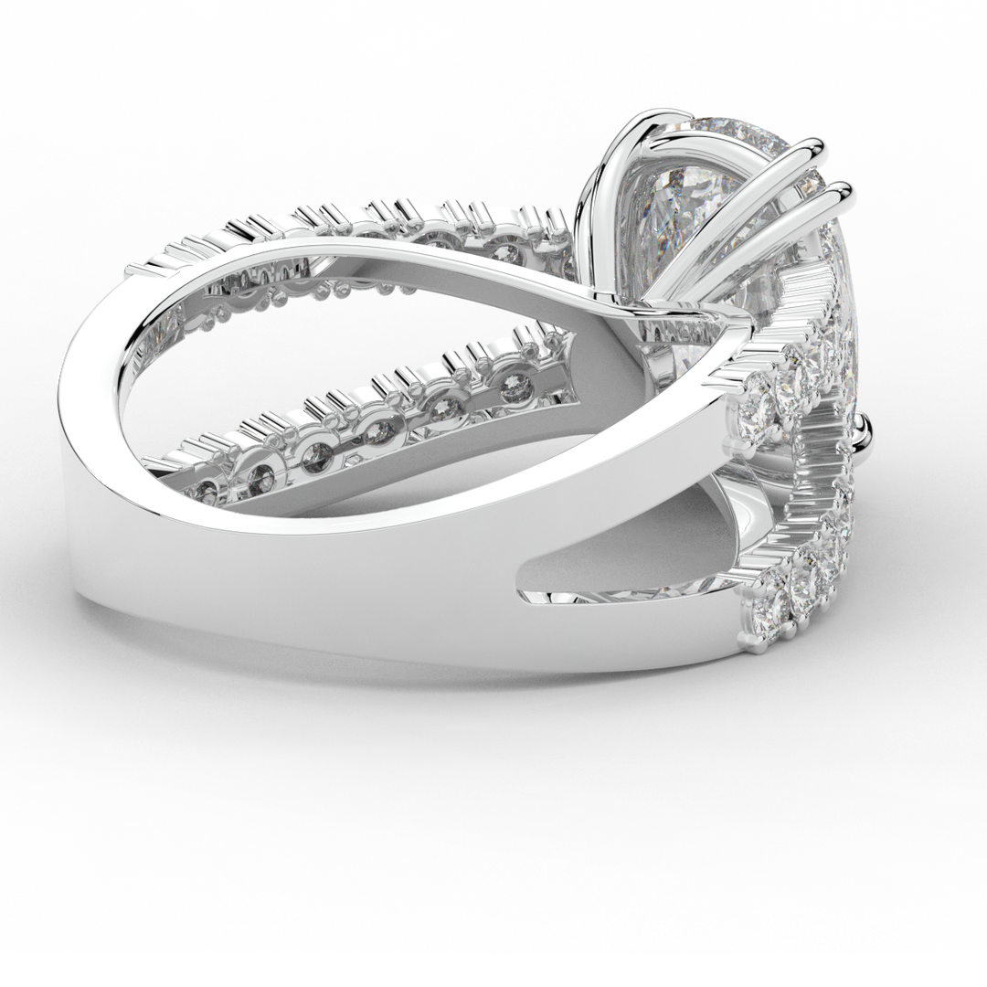 3.75CT.TW CUSHION LAB DIAMOND SPLIT BAND ENGAGEMENT RING - Nazarelle
