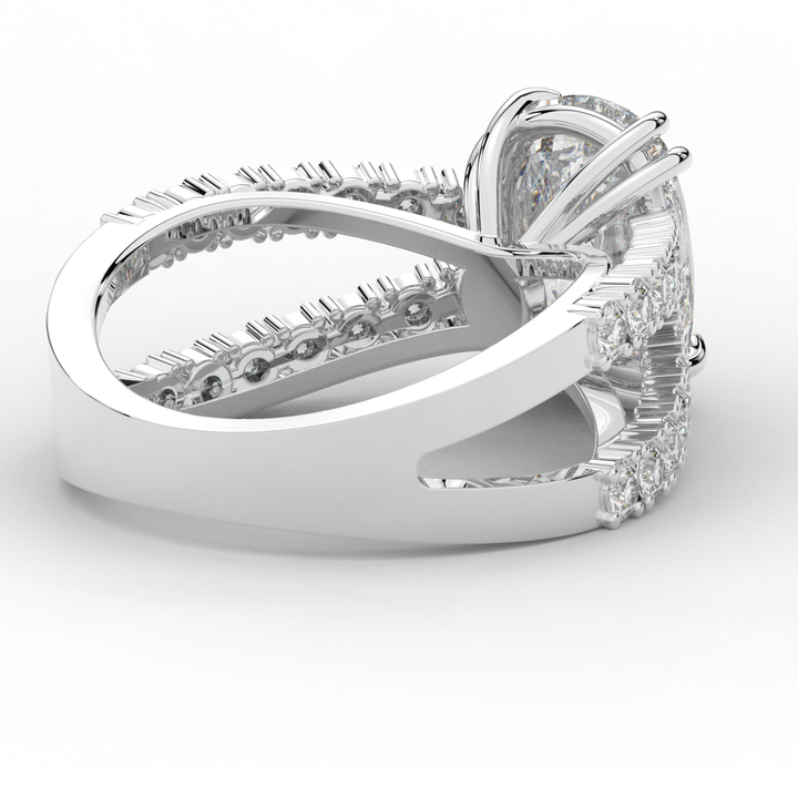 3.75CT.TW CUSHION LAB DIAMOND SPLIT BAND ENGAGEMENT RING - Nazarelle