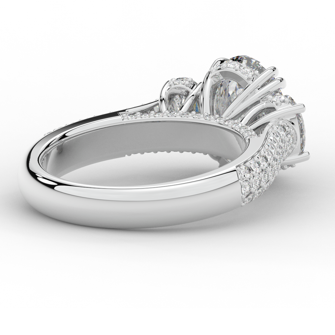 3.70CT.TW OVAL LAB DIAMOND 3 STONE ENGAGEMENT RING - Nazarelle