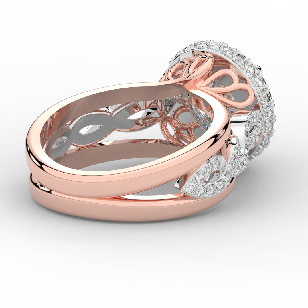 2.85CT.TW ROUND LAB DIAMOND HALO TWO TONE ENGAGEMENT RING - Nazarelle