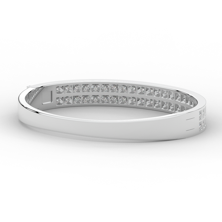 2.00CT.TW ROUND LAB TWO ROW DIAMOND BANGLE - Nazarelle