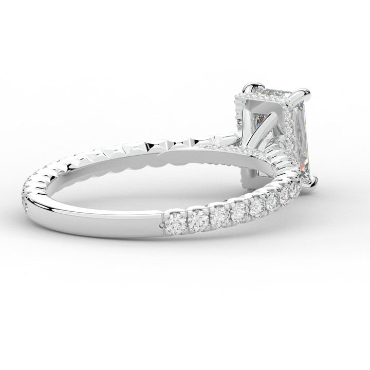 2.10CT.TW RADIANT LAB DIAMOND UNDERHALO SOLITAIRE ENGAGEMENT RING - Nazarelle