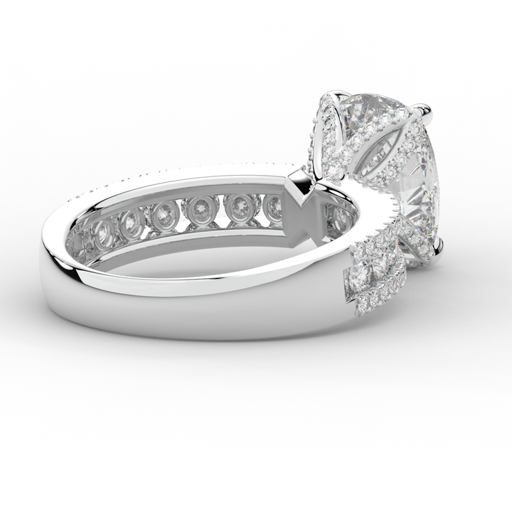 3.95CT.TW CUSHION LAB DIAMOND SOLITAIRE ENGAGEMENT RING - Nazarelle