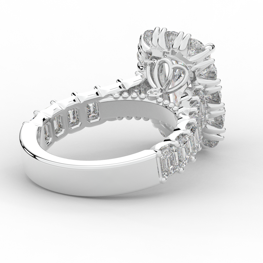 6.00CT.TW EMERALD CUT LAB DIAMOND HALO ENGAGEMENT RING - Nazarelle