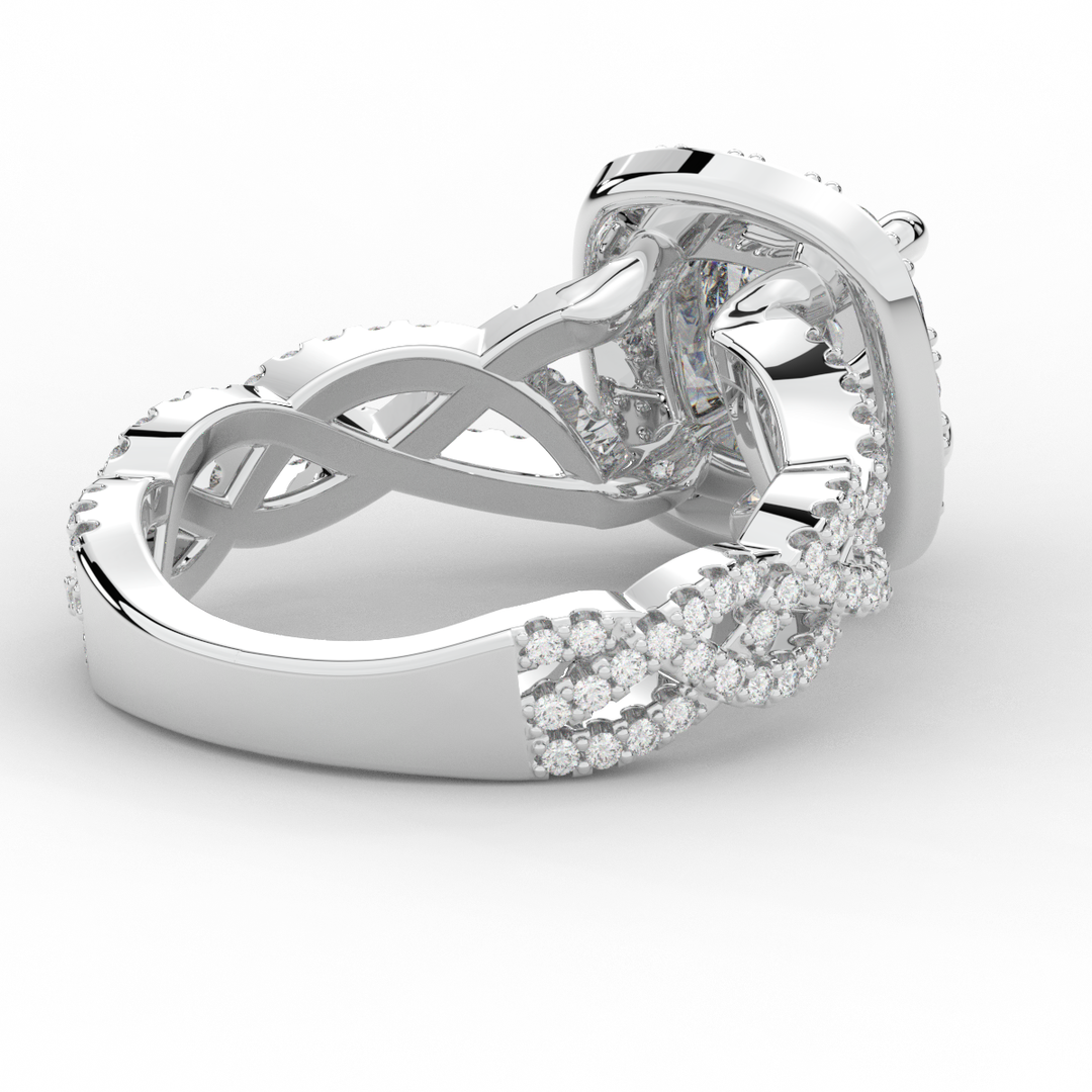 2.70CT.TW CUSHION LAB DIAMOND HALO TRIPLE TWIST ENGAGEMENT RING - Nazarelle