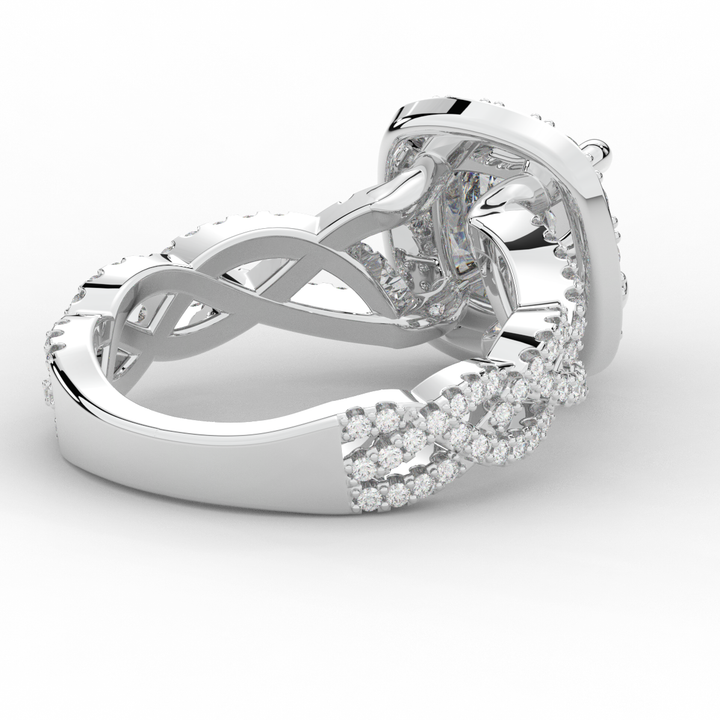 2.70CT.TW CUSHION LAB DIAMOND HALO TRIPLE TWIST ENGAGEMENT RING - Nazarelle