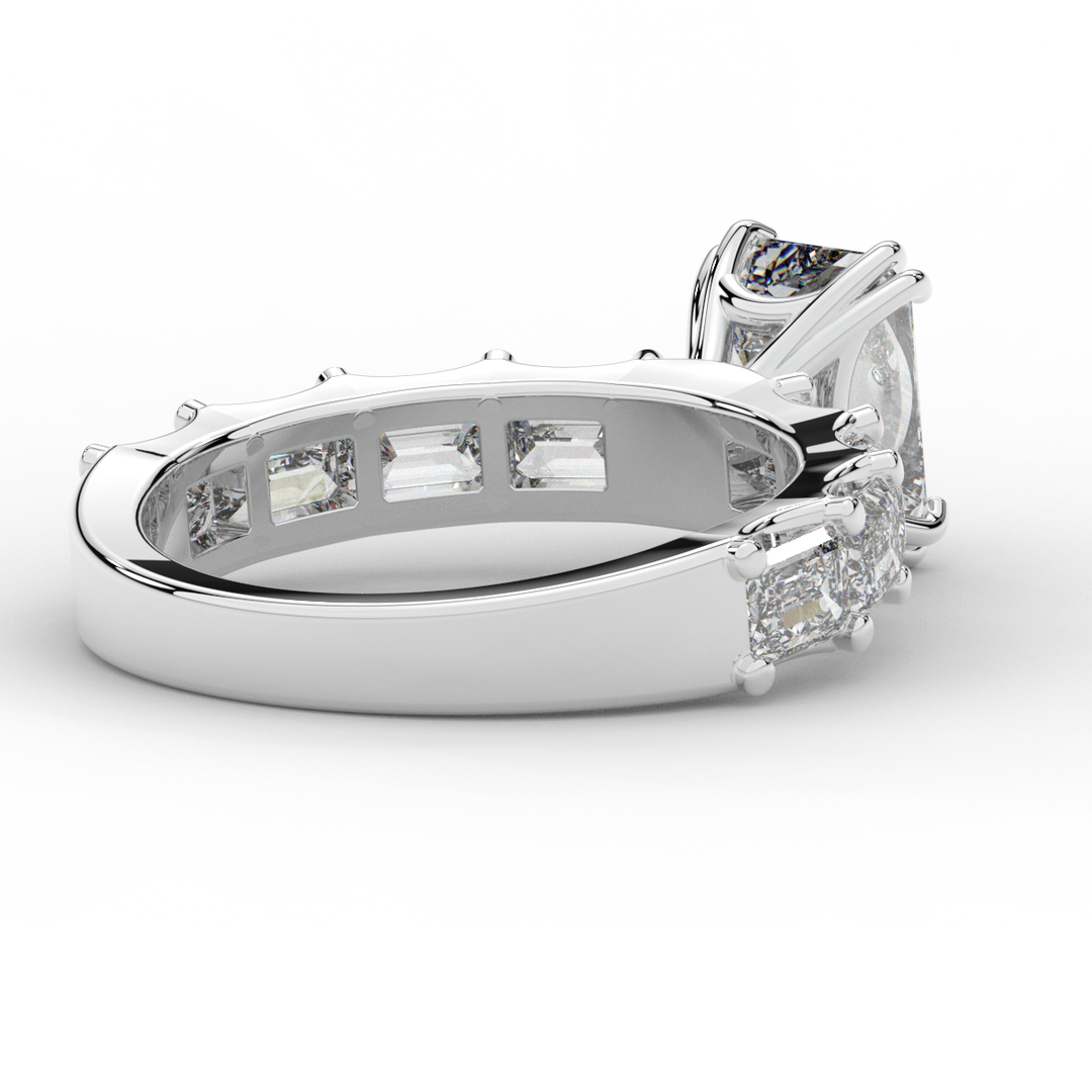 3.75CT.TW EMERALD CUT LAB DIAMOND SOLITAIRE ENGAGEMENT RING - Nazarelle
