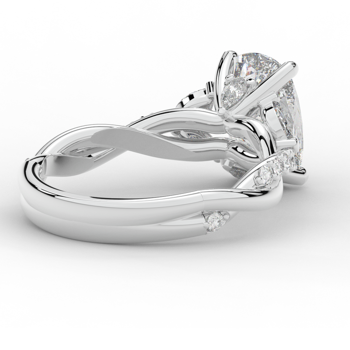 2.40CT.TW CUSHION LAB DIAMOND TWIST BAND ENGAGEMENT RING - Nazarelle
