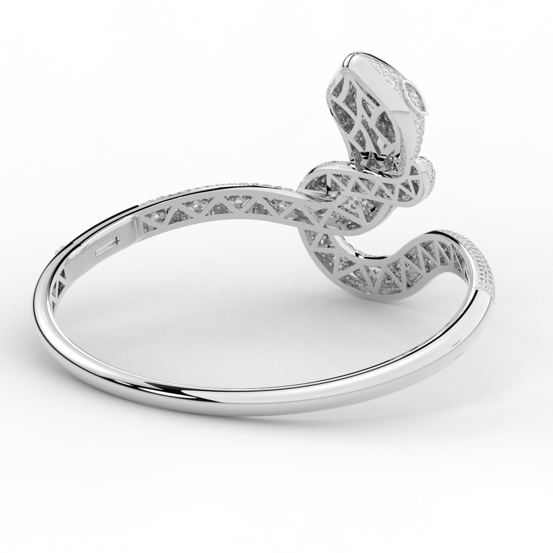 4.90CT.TW ROUND AND PEAR LAB DIAMOND SNAKE BANGLE - Nazarelle