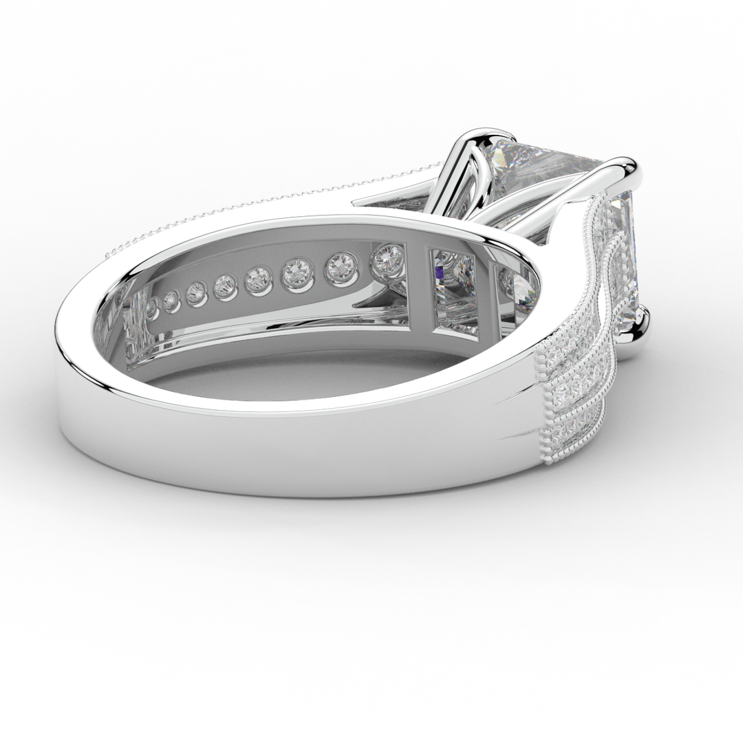 3.55CT.TW PRINCESS LAB DIAMOND ENGAGEMENT RING - Nazarelle