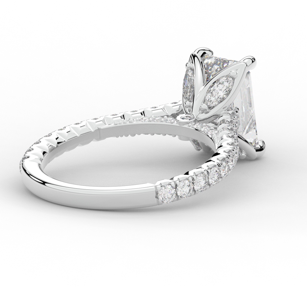 2.70CT.TW EMERALD CUT LAB DIAMOND SOLITAIRE ENGAGEMENT RING - Nazarelle
