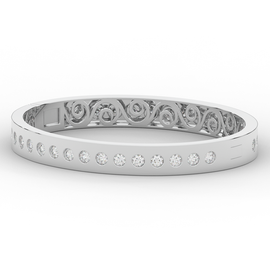 4.50CT.TW ROUND LAB DIAMOND ETERNITY BEZEL SET BANGLE - Nazarelle