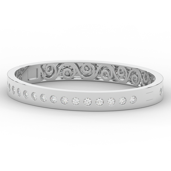 4.50CT.TW ROUND LAB DIAMOND ETERNITY BEZEL SET BANGLE - Nazarelle