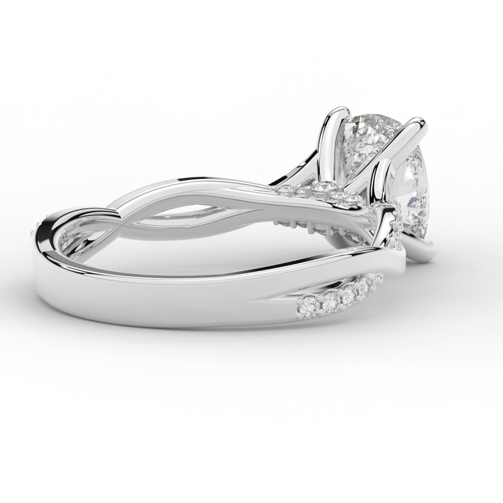 1.70CT.TW CUSHION LAB DIAMOND TWIST BAND ENGAGEMENT RING - Nazarelle