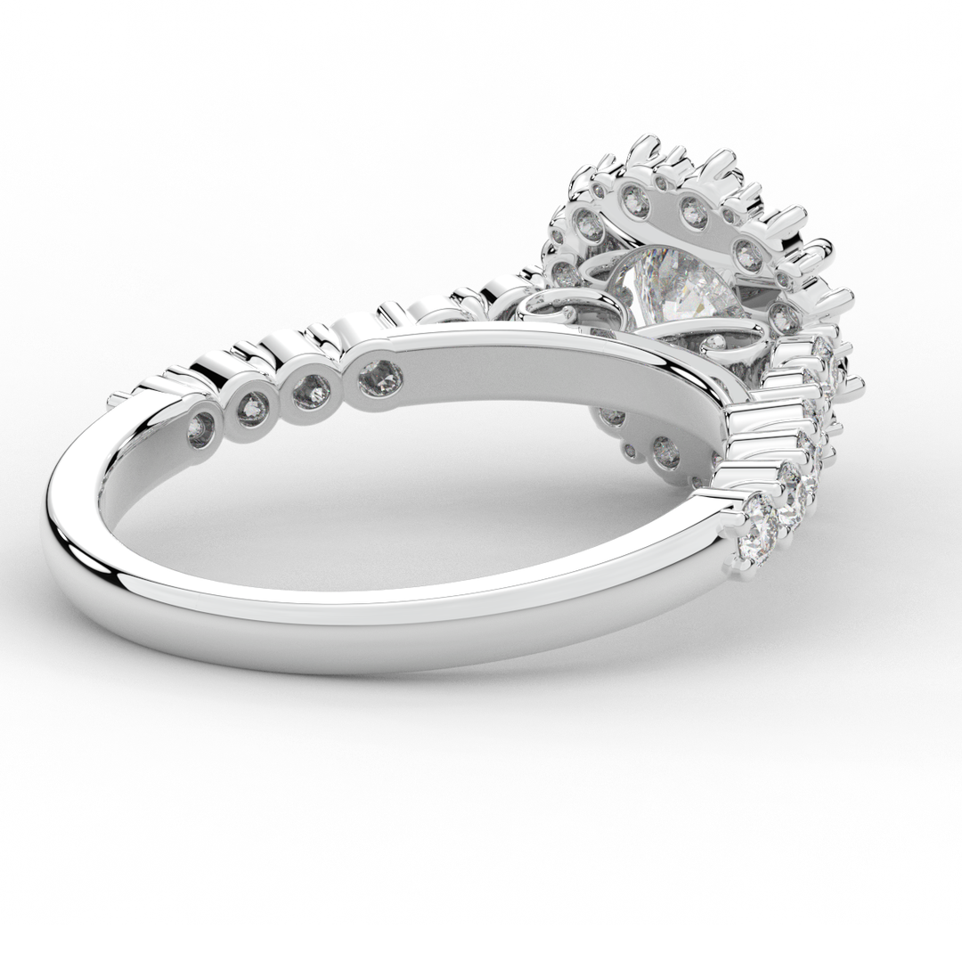 1.60CT.TW ROUND LAB DIAMOND HALO ENGAGEMENT RING - Nazarelle