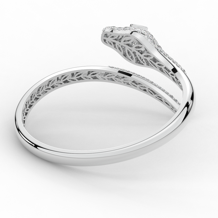 3.75CT.TW ROUND AND PEAR LAB DIAMOND SNAKE BANGLE - Nazarelle