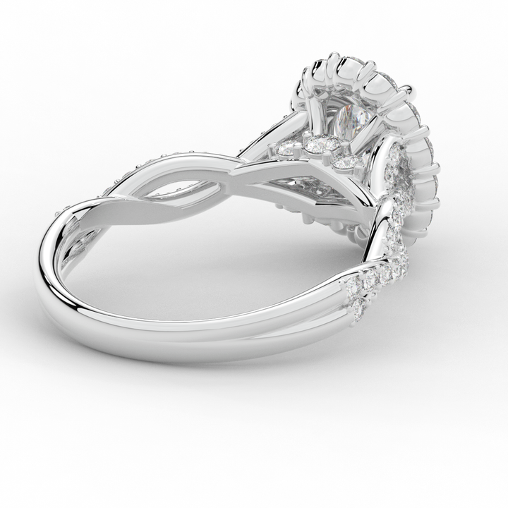 1.75CT.TW OVAL LAB DIAMOND HALO TWIST BAND ENGAGEMENT RING - Nazarelle