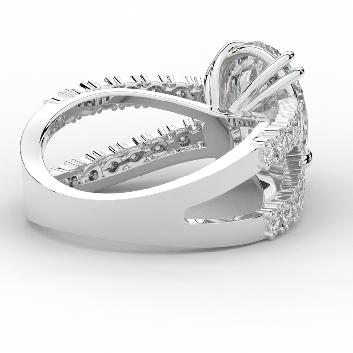 3.75CT.TW OVAL LAB DIAMOND SPLIT BAND ENGAGEMENT RING - Nazarelle
