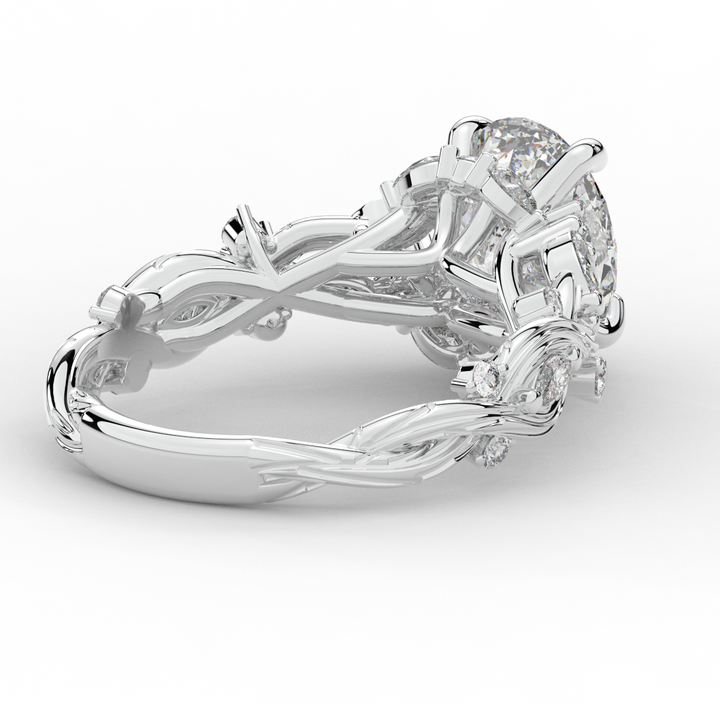2.60CT.TW OVAL LAB DIAMOND STYLIZED VINE AND TREE BARK FINISH ENGAGEMENT RING - Nazarelle