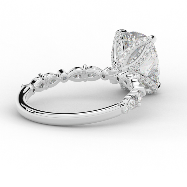 3.60CT.TW CUSHION LAB DIAMOND SOLITAIRE ENGAGEMENT RING - Nazarelle