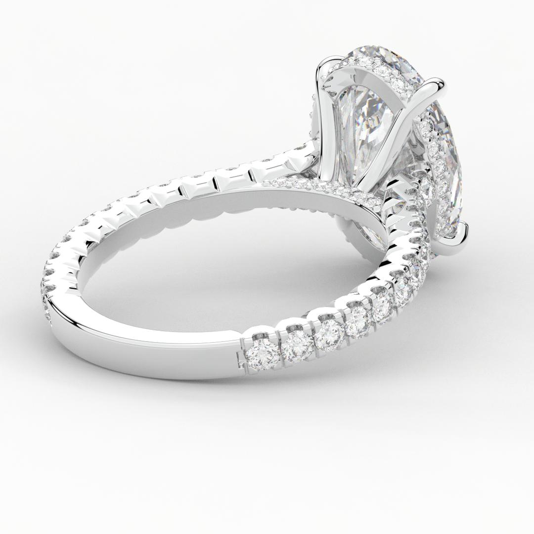 4.70CT.TW OVAL LAB DIAMOND UNDERHALO SOLITAIRE ENGAGEMENT RING - Nazarelle