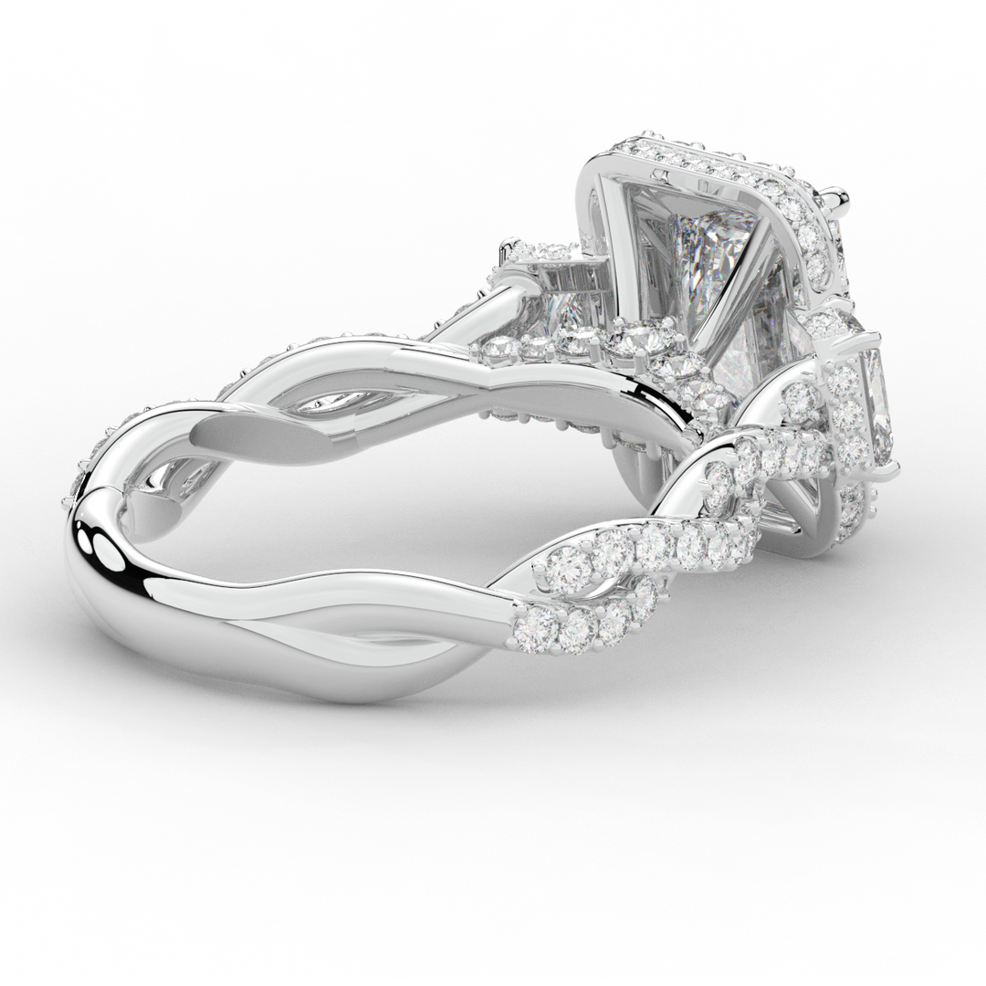 4.70CT.TW RADIANT LAB DIAMOND 3 STONE ENGAGEMENT RING - Nazarelle