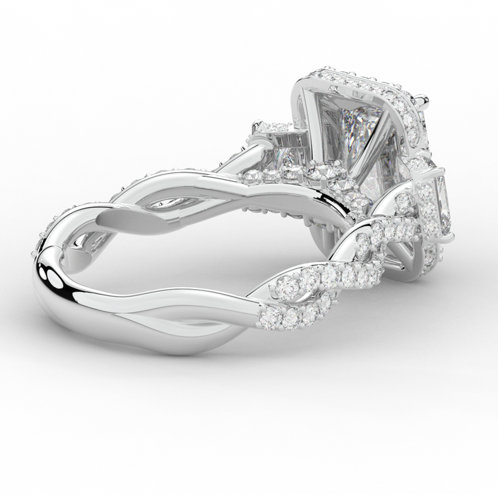 4.70CT.TW RADIANT LAB DIAMOND 3 STONE ENGAGEMENT RING - Nazarelle