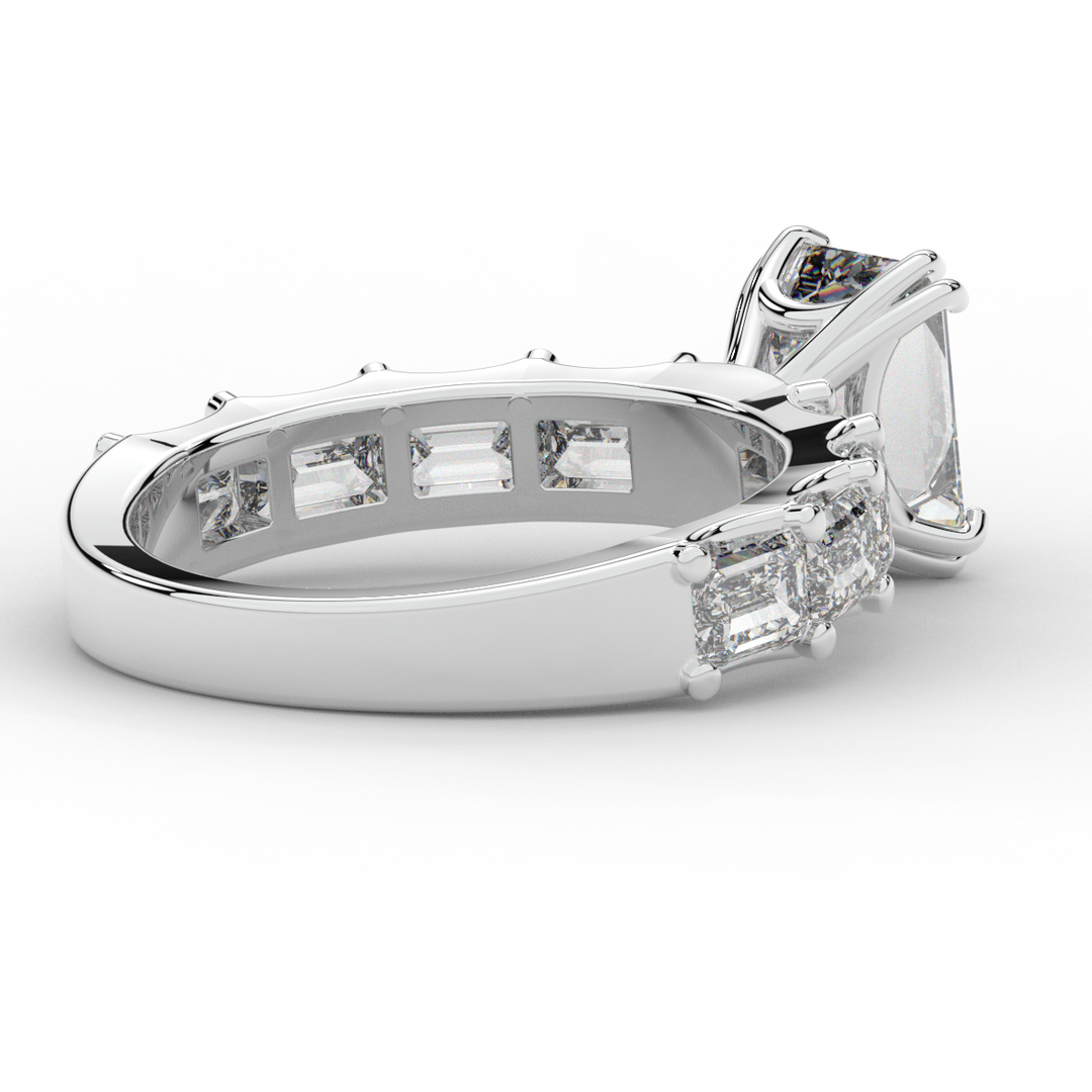 3.75CT.TW EMERALD CUT LAB DIAMOND SOLITAIRE ENGAGEMENT RING - Nazarelle