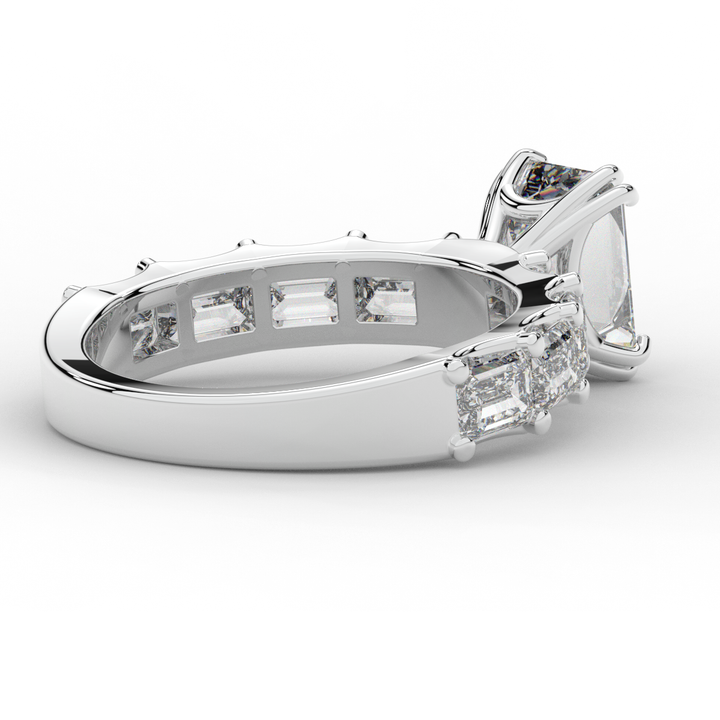 3.75CT.TW EMERALD CUT LAB DIAMOND SOLITAIRE ENGAGEMENT RING - Nazarelle