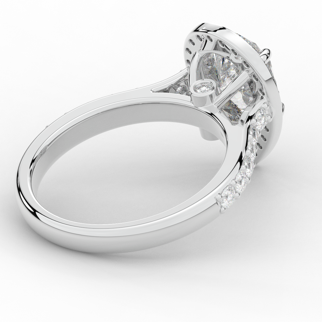 2.50CT.TW PEAR LAB DIAMOND HALO ENGAGEMENT RING - Nazarelle