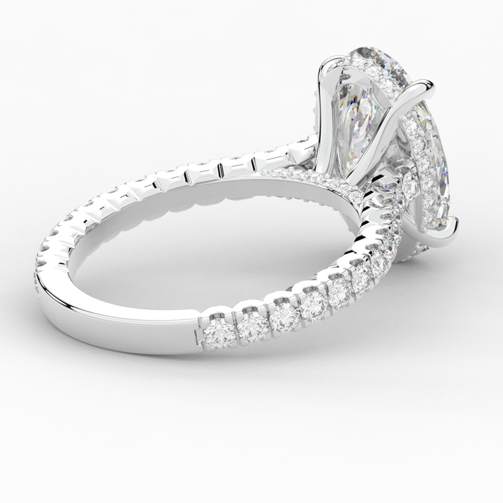 4.70CT.TW OVAL LAB DIAMOND UNDERHALO SOLITAIRE ENGAGEMENT RING - Nazarelle
