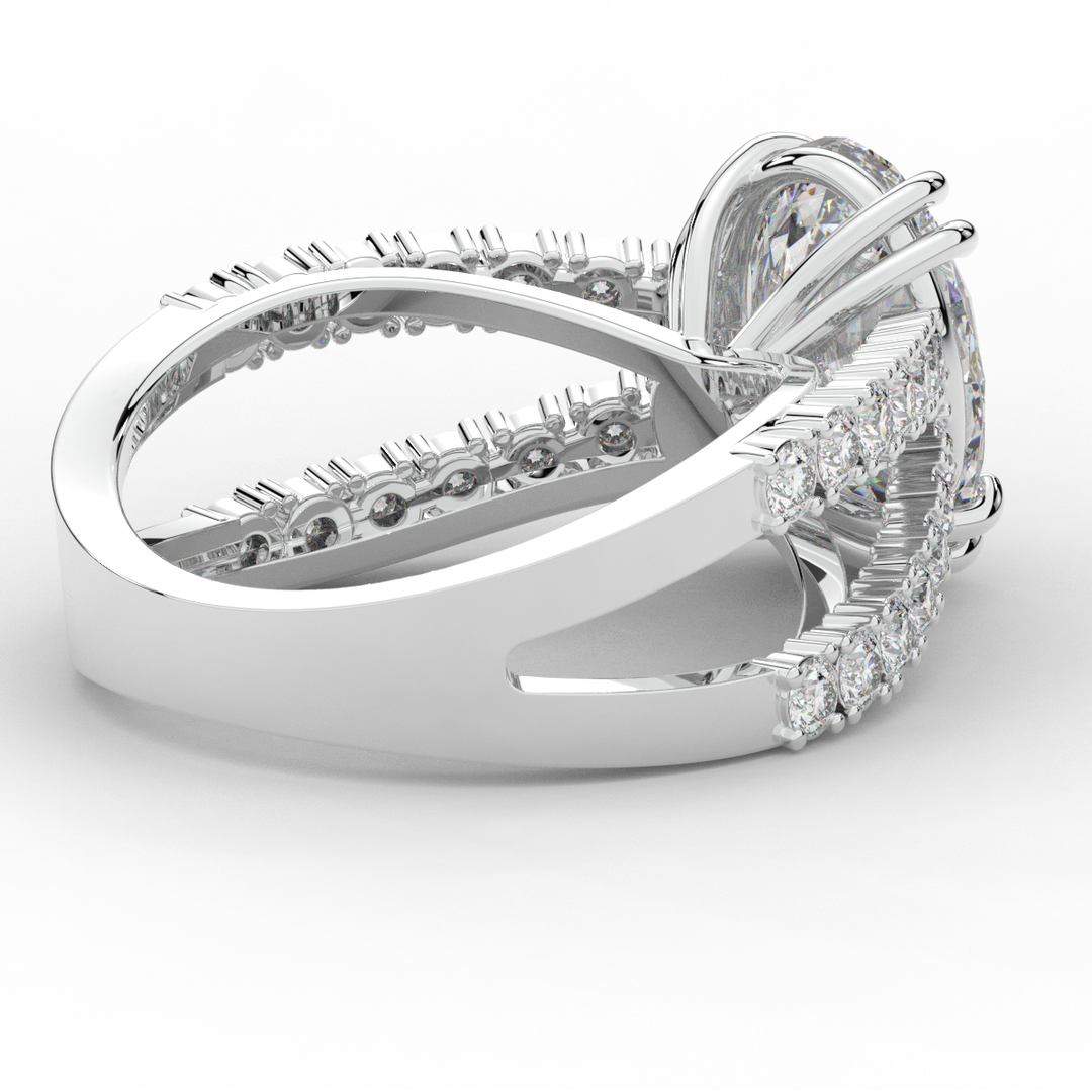 3.75CT.TW OVAL LAB DIAMOND SPLIT BAND ENGAGEMENT RING - Nazarelle