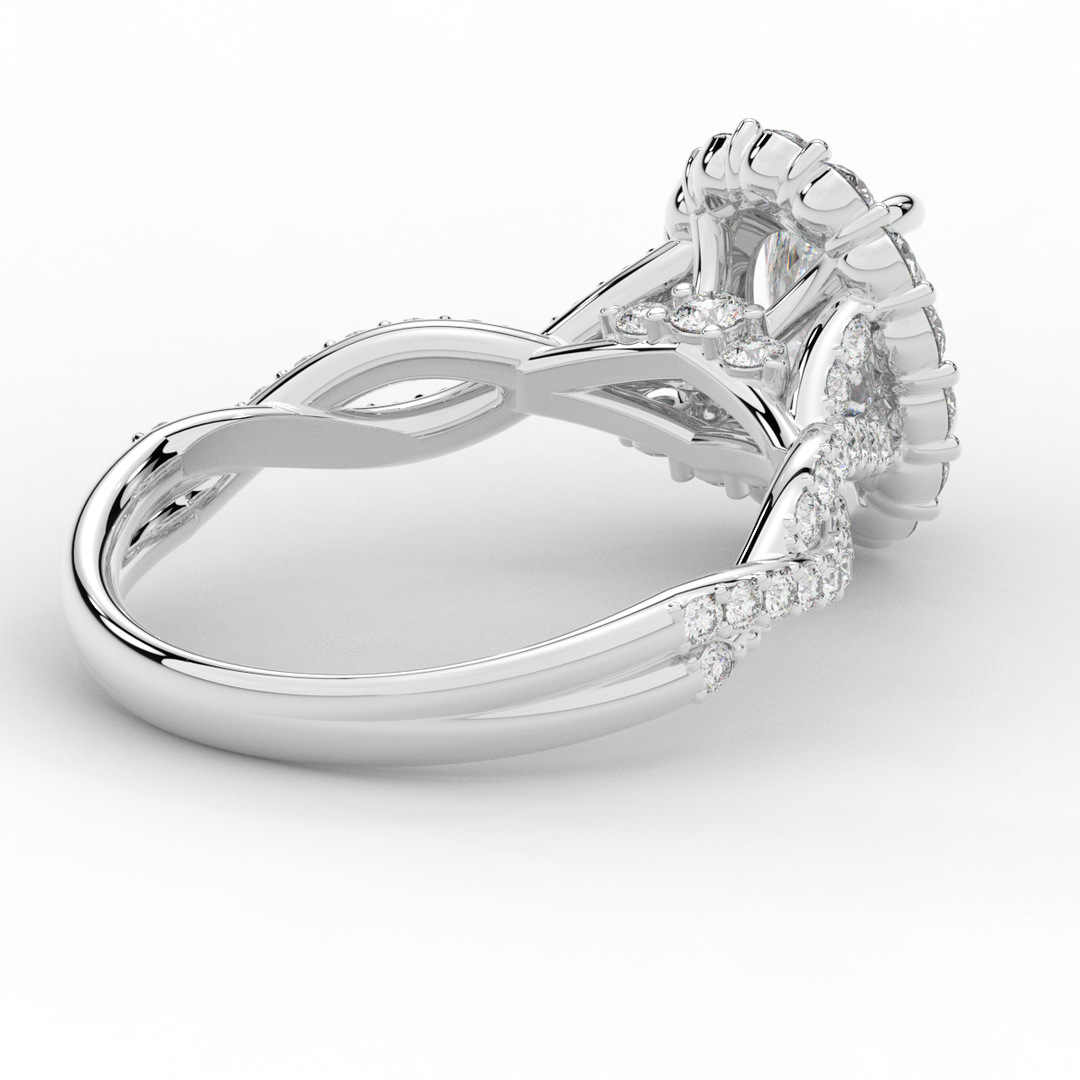 1.75CT.TW OVAL LAB DIAMOND HALO TWIST BAND ENGAGEMENT RING - Nazarelle