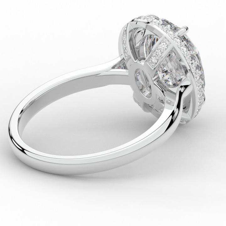 4.40CT.TW OVAL LAB DIAMOND HALO ENGAGEMENT RING - Nazarelle